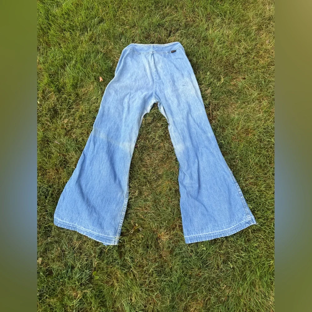 70s Vintage Wrangler Dual Front Zipper Bell Bottoms Sz 28 - Picture 2 of 12